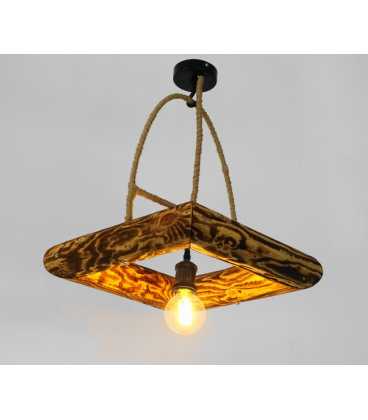 Wood, metal and rope pendant light 220