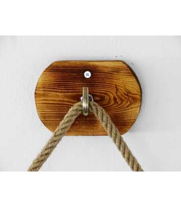 Hanging wood and rope wall shelf 242