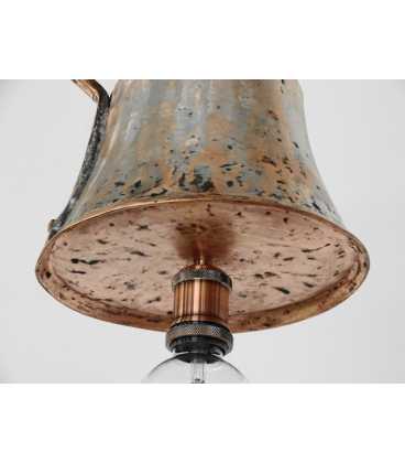 Οld copper jug and wood pendant light 248