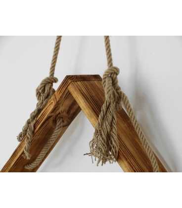 Hanging wood and rope wall shelf 257