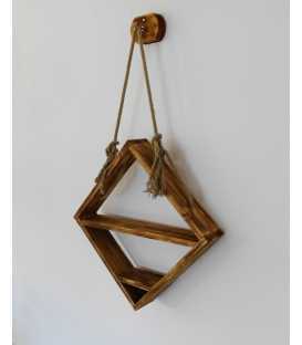 Hanging wood and rope wall shelf 257