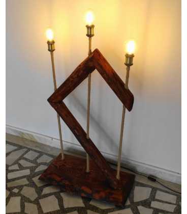 Wood, metal and rope floor lamp 264