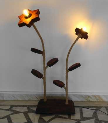 Wood, metal and rope floor lamp 266