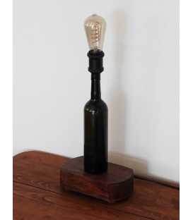 Decorative wine bottle table light with a wooden base 288