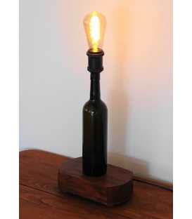 Decorative wine bottle table light with a wooden base 288