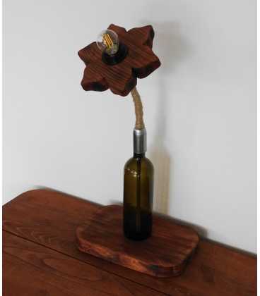 Διακοσμητικό φωτιστικό επιτραπέζιο από μπουκάλι κρασιού, ξύλο και σχοινί 289
