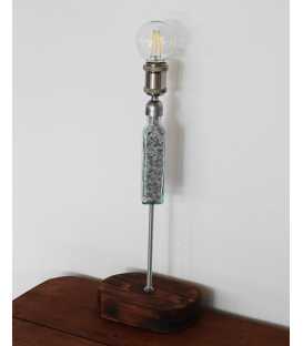 Decorative ouzo bottle table light with a wooden base 318