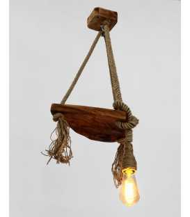 Wood and rope pendant light 323