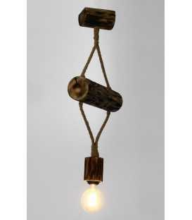 Wood and rope pendant light 326