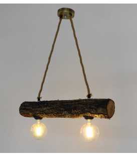 Wood and rope pendant light 341