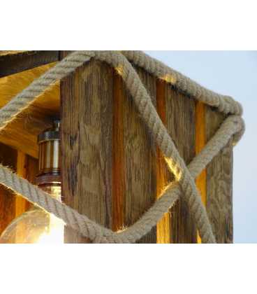 Κρεμαστό φωτιστικό οροφής από ξύλο και σχοινί 344