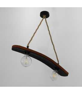Wood and rope pendant light 346