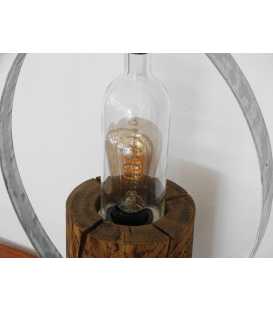Wood, metal and glass bottle decorative table light 351