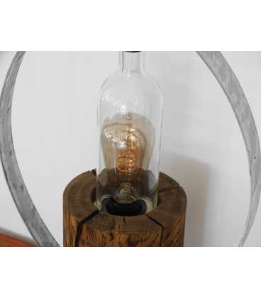 Διακοσμητικό φωτιστικό επιτραπέζιο από ξύλο, μέταλλο και γυάλινο μπουκάλι 351