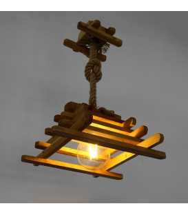 Wood and rope pendant light 373