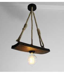 Wood and rope pendant light 400