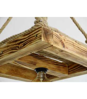 Κρεμαστό φωτιστικό οροφής από ξύλο και σχοινί 414