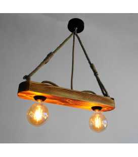 Wood and rope pendant light 423