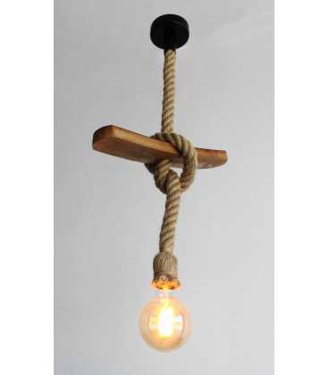 Wood and rope pendant light 431