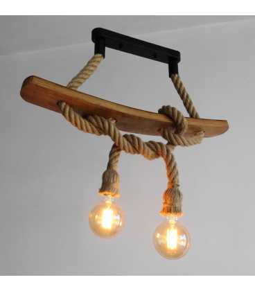 Wood and rope pendant light 432