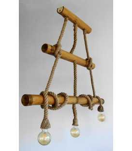 Wood and rope pendant light 445
