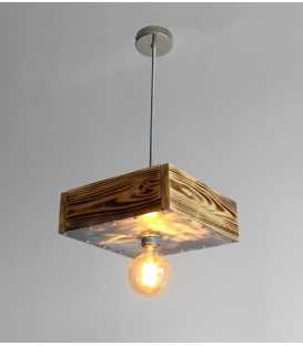 Wood and metal pendant light 456