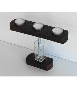 Wood and glass bottle candle holder 466