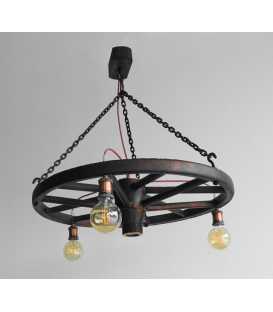 Old iron wheel pendant light 470