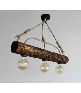 Wood and rope pendant light 508