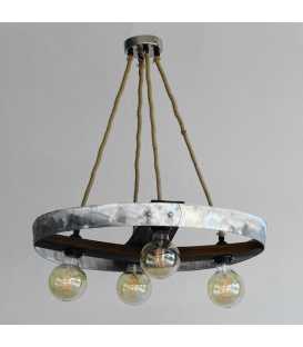 Wood, metal and rope pendant light 514