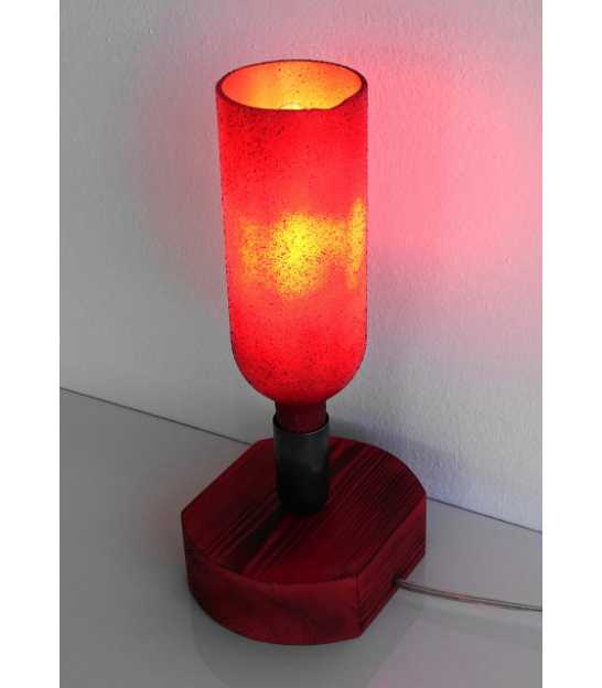 KWOKING Vintage Kerosene-Lamp Shape Desk Lamp 1 Light Red Brown Nightstand  Lamp with Glass Shade Wood Base Table Light for Living Room