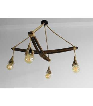Wood and rope pendant light 537