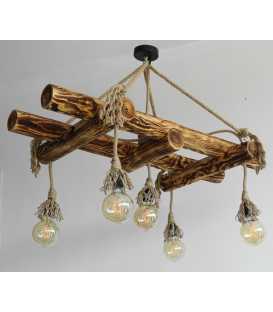 Wood and rope pendant light 573