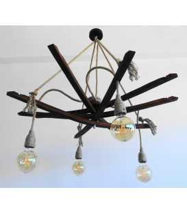 Wood and rope pendant light 083