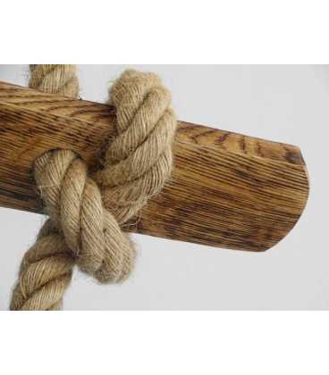 Hängende Deckenleuchte aus Holz und Seil 586