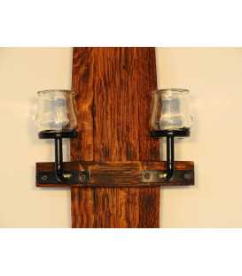 Wandkerzenhalter Holz/Metal aus Fassdaube 066