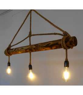 Wood and rope pendant light 078