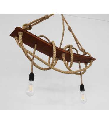 Wood and rope pendant light 090