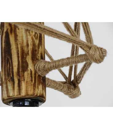 Μetal, wood and rope pendant light 099