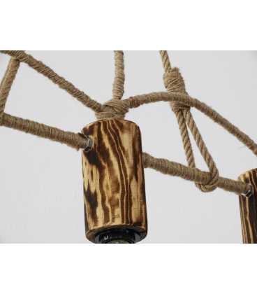 Holz, Metal und Seil hängende Deckenleuchte 104