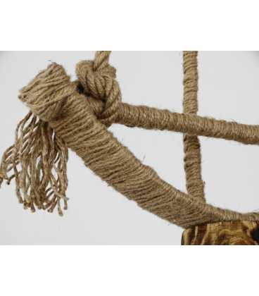 Holz, Metal und Seil hängende Deckenleuchte 128