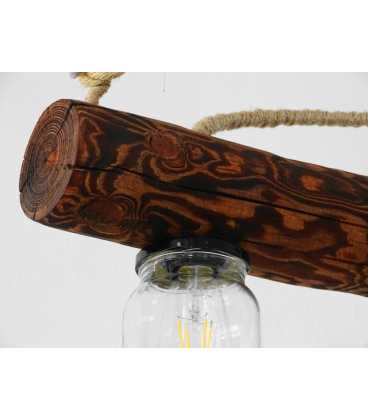 Wood, rope and jar pendant light 130