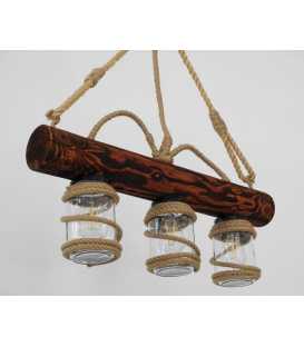 Wood, rope and jar pendant light 134
