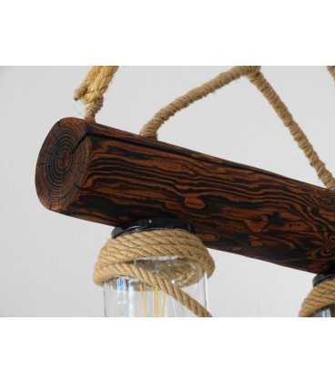 Holz, Seil und Einmachglas hängende Deckenleuchte 137