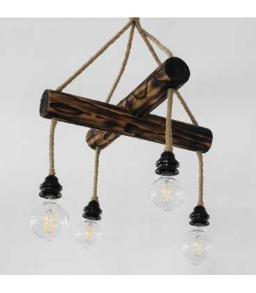 Wood and rope pendant light 147