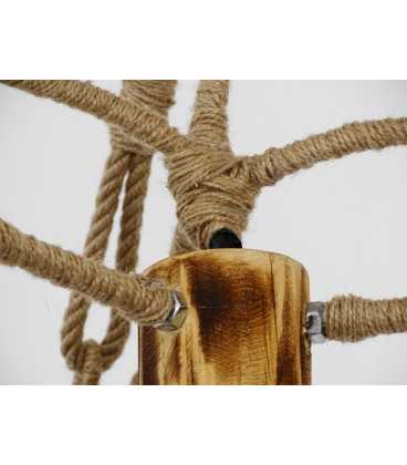 Holz, Metal und Seil hängende Deckenleuchte 156