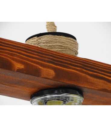 Κρεμαστό φωτιστικό οροφής από ξύλο, σχοινί και γυάλινα βάζα 162