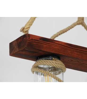 Wood, rope and jar pendant light 165
