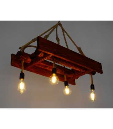 Wood and rope pendant light 173