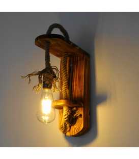 Wood and rope wall light 190
